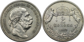 RDR – Habsburg – Österreich, KAISERREICH ÖSTERREICH. Österreich-Ungarn. Franz Joseph I. (1848-1916). 2 Korona 1912 KB. Silber. KM 493. Stempelglanz...