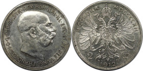 RDR – Habsburg – Österreich, KAISERREICH ÖSTERREICH. Österreich-Ungarn. Franz Joseph I. (1848-1916). 2 Kronen 1912. Silber. Jaeger 408. Fast Stempelgl...