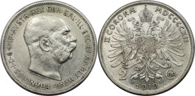 RDR – Habsburg – Österreich, KAISERREICH ÖSTERREICH. Österreich-Ungarn. Franz Joseph I. (1848-1916). 2 Kronen 1912. Silber. Jaeger 408. Fast Stempelgl...