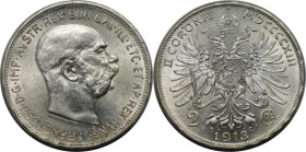 RDR – Habsburg – Österreich, KAISERREICH ÖSTERREICH. Österreich-Ungarn. Franz Joseph I. (1848-1916). 2 Kronen 1913. Jaeger 384. Silber. Fast Stempelgl...