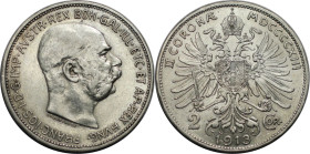 RDR – Habsburg – Österreich, KAISERREICH ÖSTERREICH. Österreich-Ungarn. Franz Joseph I. (1848-1916). 2 Kronen 1913. Jaeger 384. Silber. Fast Stempelgl...