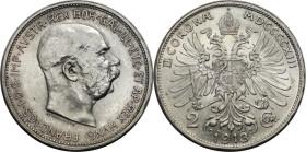 RDR – Habsburg – Österreich, KAISERREICH ÖSTERREICH. Österreich-Ungarn. Franz Joseph I. (1848-1916). 2 Kronen 1913. Jaeger 384. Silber. Fast Stempelgl...