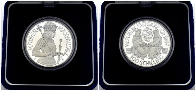 Austria - 100 Schilling 1992 Maximilian I - Ag - KM#3003 - in cofanetto
FS

S...
