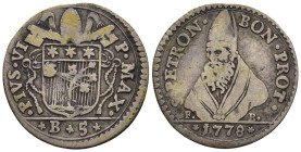 Bologna - Pio VI (1775-1799) - Carlino da 5 Baiocchi 1778 - Ag - gr. 1,31
qBB

SPEDIZIONE SOLO IN ITALIA - SHIPPING ONLY IN ITALY