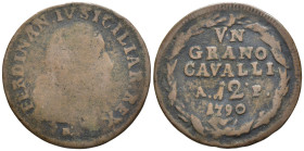 Napoli - Ferdinando IV di Borbone (1759-1816) - 1 Grano da 12 Cavalli del 3° tipo 1790 - Cu - gr. 4,81 - Gigante 139
MB/BB

SPEDIZIONE SOLO IN ITAL...