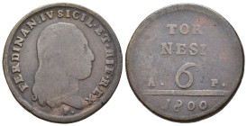 Napoli - Ferdinando IV (1759-1816) II° Periodo (1799-1805) - 6 Tornesi 1800 - Cu - gr. 16,25 - Gigante 118a
MB

SPEDIZIONE SOLO IN ITALIA - SHIPPIN...