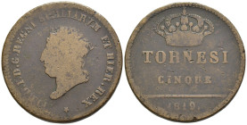 Napoli - Ferdinando I di Borbone (1816-1825) - 5 Tornesi 2° tipo 1819 - Cu - Gigante 21
MB

SPEDIZIONE SOLO IN ITALIA - SHIPPING ONLY IN ITALY