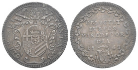 Roma - Stato Pontificio - Clemente XIII, Rezzonico (1758-1769) - Giulio 1763 Anno V del tipo "OBLECTAT IVSTOS MISERICORDIA" - Ag - gr. 2,65 - Munt. 20...