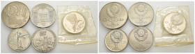 Russia - URSS - Lotto di 5 monete: 5 Roubles 1987 CuNi Y#208 - 5 Roubles 1991 CuNi Y#271 - 1 Rouble 1991 CuNi Y#260 - 3 Roubles 1987 CuNi Y#207 - 1 Ro...