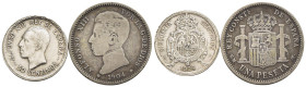 Spagna - Lotto di 2 monete: 1 Peseta 1904 Ag KM#721 - 50 Centimos 1926 Ag KM#741

SPEDIZIONE SOLO IN ITALIA - SHIPPING ONLY IN ITALY
