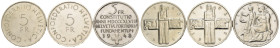 Svizzera - Lotto di 3 monete: 5 Francs 1948 100° anniversario della Costituzione Ag KM#48 - 2 esemplari da 5 Francs 1963 Ag KM#51

SPEDIZIONE IN TUT...