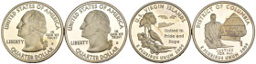 USA - Lotto di 2 monete: Quarter Dollar 2009 (U.S. Virgin Islands) proof Rame rivestito in rame-nichel KM#449 - Quarter Dollar 2009 (District of Colum...