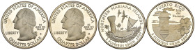 USA - Lotto di 2 monete: Quarter Dollar 2009 (Nothern Mariana Islands) proof Rame rivestito in rame-nichel KM#466 - Quarter Dollar 2009 (Puerto Rico) ...