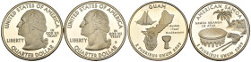 USA - Lotto di 2 monete: Quarter Dollar 2009 (Guam) proof Rame rivestito in rame-nichel KM#447 - Quarter Dollar 2009 (American Samoa) proof Rame rives...