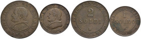 Stato Pontificio - Pio IX (1846-1870) - Lotto di 2 monete: 2 Soldi 1867 XXI Cu Gigante 324 - 1 Soldo 1866 XXI Cu Gigante 325a

SPEDIZIONE SOLO IN IT...