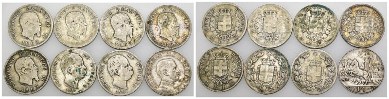 Regno d'Italia - Lotto di 8 monete da 1 Lira - tipologie ed anni vari - Ag

SP...