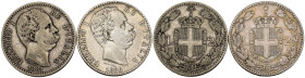 Regno d'Italia - Umberto I (1878-1900) - Lotto di 2 monete: 2 Lire 1881 Ag Gigante 25 - 2 Lire 1886 Ag Gigante 30

SPEDIZIONE SOLO IN ITALIA - SHIPP...