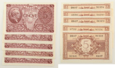 Regno d'Italia - Luogotenenza - Lotto di 5 banconote da 5 Lire Atena Elmata 1944 - Gigante BS 14C 
BB-SUP

SPEDIZIONE SOLO IN ITALIA - SHIPPING ONL...