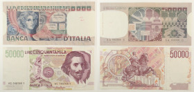 Repubblica Italiana - Lotto di 2 banconote: 50.000 Lire Bernini 2° tipo 1995 Gigante BI 81C - 50.000 Lire Volto di Donna 1980 Serie Sostitutiva XA RAR...
