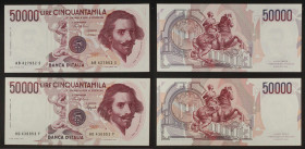 Repubblica Italiana - Lotto di 2 banconote 50.000 Lire "Bernini 1° tipo" 1990 - Gigante 80 B-D
FDS

SPEDIZIONE IN TUTTO IL MONDO - WORLDWIDE SHIPPI...