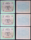 Allied Military Currency - Lotto di 3 banconote da 5 Lire AM (bilingue) - 1943 - Gig. (Bugani) AM 8B
da qSUP a qFDS

SPEDIZIONE SOLO IN ITALIA - SH...