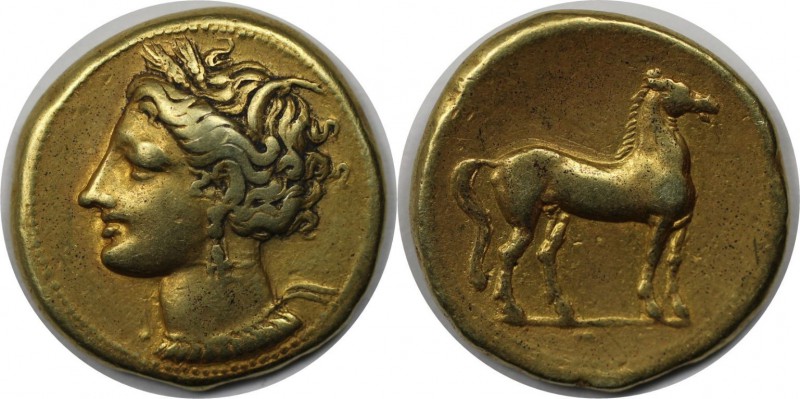 Griechische Münzen, ZEUGITANA. Karthago. Stater 310 - 270 v. Chr, Vs.: Büste der...