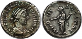 Römische Münzen, MÜNZEN DER RÖMISCHEN KAISERZEIT. Lucilla 162-167 n. Chr, AR-Denar. Silber. 3.55 g. Sehr schön