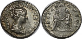 Römische Münzen, MÜNZEN DER RÖMISCHEN KAISERZEIT. Plautilla, 202-205 n. Chr, AR-Denar. Silber. 3.01 g. Sehr schön