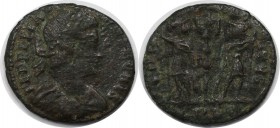 Römische Münzen, MÜNZEN DER RÖMISCHEN KAISERZEIT. Delmatius als Caesar 335-338 n. Chr. Follis (Lugdunum), 15 mm. Vs: FL DELMATI VS NOB CAES Rs: GLORIA...