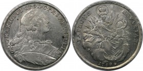 Altdeutsche Münzen und Medaillen, BAYERN / BAVARIA. Maximilian III, Josef. Madonnentaler 1759, Silber. Dav. 1952. Fast Vorzüglich