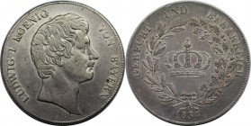 Altdeutsche Münzen und Medaillen, BAYERN / BAVARIA. Ludwig I. (1825-1848). Kronentaler 1834, Silber. AKS 76. Fast Vorzüglich.