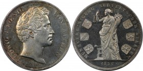 Altdeutsche Münzen und Medaillen, BAYERN / BAVARIA. Ludwig I. (1825-1848). Vereinsdoppeltaler 1837, Münzvereinigung süddeutscher Staaten. Mit Randschr...