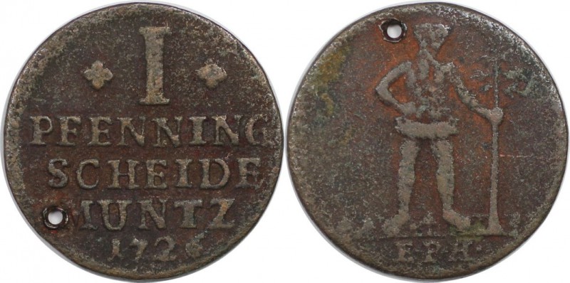 Altdeutsche Münzen und Medaillen, BRAUNSCHWEIG - WOLFENBÜTTEL. 1 Pfennig 1726 EP...