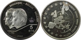 Europäische Münzen und Medaillen, Belgien / Belgium. 40 Jahre Römische Verträge - Baudouin & Albert II. 5 Ecu 1997, Silber. KM 205. Polierte Platte...