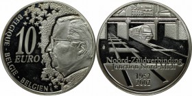 Europäische Münzen und Medaillen, Belgien / Belgium. Belgisches Eisenbahnsystem. 10 Euro 2002. Silber. KM 233. Polierte Platte