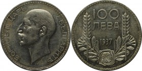 Europäische Münzen und Medaillen, Bulgarien / Bulgaria. Boris III. 100 Leva 1937, Silber. 0.32 OZ. KM 45. Vorzüglich-Stempelglanz
