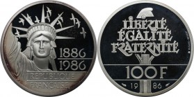 Europäische Münzen und Medaillen, Frankreich / France. 100 Jahre Freiheitstatue. 100 Francs 1986, Silber. KM 960a. Proof