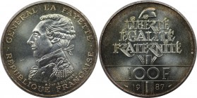 Europäische Münzen und Medaillen, Frankreich / France. 230. Jahrestag - Geburt von General Lafayette, Piedfort. 100 Francs 1987, Silber. KM 962. UNC