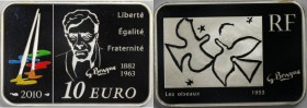 Europäische Münzen und Medaillen, Frankreich / France. Maler - Georges Braque. 10 Euro 2010, Sonderform. Emaille. Silber. KM 1708. Proof