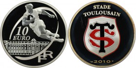 Europäische Münzen und Medaillen, Frankreich / France. Rugby Stade Toulousain mit farbiger Applikation inkl. 10 Euro 2010, Silber. KM 1722. Proof