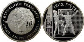 Europäische Münzen und Medaillen, Frankreich / France. XXX Olympische Spiele in London 2012 - Handball. 10 Euro 2010, Silber. KM 1720. Proof