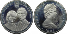 Europäische Münzen und Medaillen, Gibraltar. Hochzeit Diana und Prince Charles. 1 Krone (Crown) 1981, Silber. 0.84 OZ. KM 14a. Polierte Platte