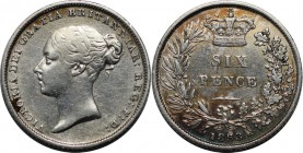 Europäische Münzen und Medaillen, Großbritannien / Vereinigtes Königreich / UK / United Kingdom. Victoria (1837-1901). 6 Pence 1853, Silber. Vorzüglic...