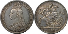 Europäische Münzen und Medaillen, Großbritannien / Vereinigtes Königreich / UK / United Kingdom. Victoria (1837-1901). 1 Crown 1887, Silber. KM 765. S...