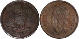 Europäische Münzen und Medaillen, Irland / Ireland. Henne mit Küken. Penny 1940, Bronze. KM 11. Vorzüglich, Winz.Kratzer