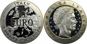 Europäische Münzen und Medaillen, Italien / Italy. "REPUBLICA ITALIANA" 10 Euro ND, Silber. Stempelglanz