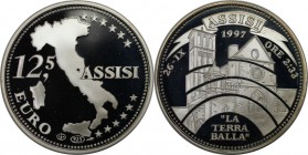 Europäische Münzen und Medaillen, Italien / Italy. Assisi. "LA TERRA BALLA" Medaille "12.5 Euro" 1997, Silber. Polierte Platte