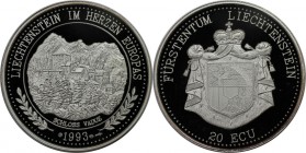 Europäische Münzen und Medaillen, Liechtenstein. Schloß Vaduz. 20 Ecu 1993, Silber. KM X# 22. Polierte Platte