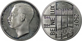 Europäische Münzen und Medaillen, Luxemburg / Luxembourg. 50. Jahre BENELUX. 250 Francs 1994. (30T). Silber. 0.56 OZ. KM. 68. Polierle Platte