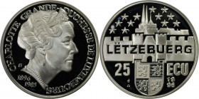 Europäische Münzen und Medaillen, Luxemburg / Luxembourg. Charlotte Grande Duchesse (1896-1985). 25 Ecu 1996, Silber. Polierte Platte